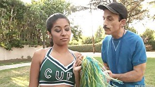 Latina is attracted to her coach's old cock