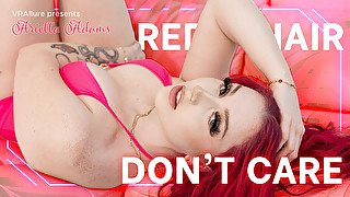 Sexy redhead rides her male sex doll in virtual reality