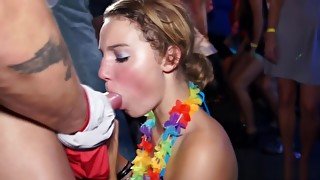 Euro party amateur gets cumshot after tugging