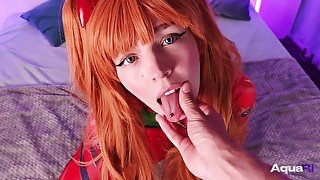 Asuka Langley sucks a fat cock