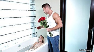 Guy brings her flower to make it more romantic