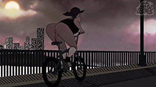 Slutty Girl Rides Dildo On Bike In Public Animation Loop