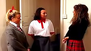 Naughty schoolgirls show up for punishment