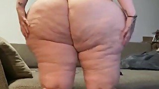 Beautiful BBW posing nude and shaking big belly & huge booty