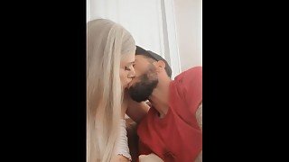 Hot TS latina Mistress Mariah gives hot Latin boyfriend sloppy blowjob