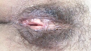 Look at my big hairy pussy after having fucked for hours and getting huge cumshots