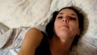 Cute brunette gets pussy covered in cum