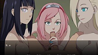 RECIBIENDO UNA MAMADA GRUPAL DE SAKURA, HINATA E INO - NARUTO KUNOICHI TRAINER - CAP 14