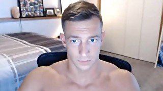 Handsome stud jerks off on cam