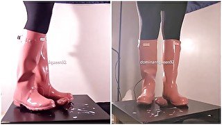 Amateur Breaking in BRAND NEW Pink Hunter Boots Bootjob