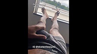 Amateur American Guy Whips Out & Stroke His Big Dick