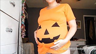 Pregnant Madeline Tries On Halloween Clothing