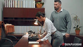 Office lady Alexis Faws with glasses fucked on the table hard