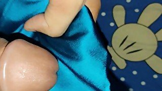 Satin silk handjob porn - cum in blue satin silky suit of nursing staff