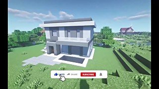 How to build a Modern House with a Pool in Minecraft