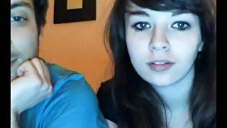 Horny amateur brunette sucking on cock for the camera