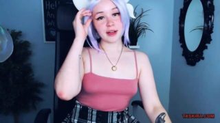 18 yo European teen is so cute with purple hair