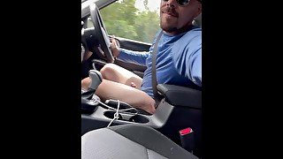 Cumming in the rental while driving