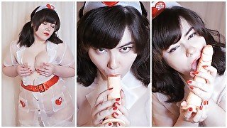 Friendly Nurse's Lipstick Blowjob Therapy (With Cum Countdown)