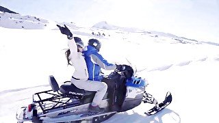 Clea Gaultier warms up after a snowy ride with a hard dick