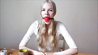 Young & flirtatious Polish babe's self-gag session! (Episode 1 of 2)