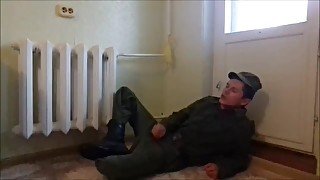 Russian soldier jerking off