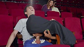 Tina Fire gives nice blowjob to Jordi in cinema