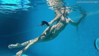 Russian Pornstar Hot Babe Strips Underwater With Mary Kalisy