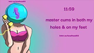 Audio: Master Cums in Both My Holes & on My Feet