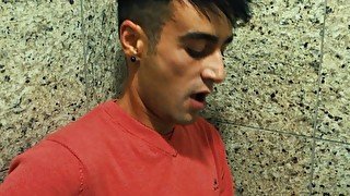 Risky public toilet jerk off Twink