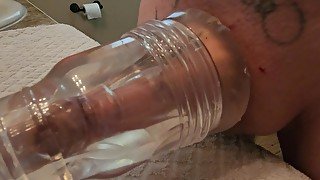 Clear Fleshlite masturbation with creampie