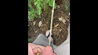 Pissing on a tree: be a good slut and cum for daddy