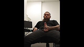 Dad jacking off in his office cumshot