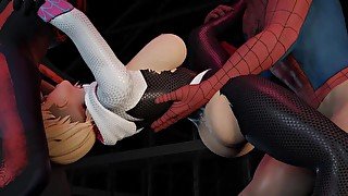 SpiderGwen Stacy Take Two Cocks Anal + BJ Interracial - Spiderman Cartoon Hentai