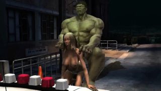 3D cartoon babe getting fucked outdoors by The Hulk