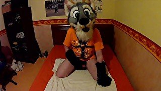 Cute fox masturbates while being filmed and finishes with closeup cumshot