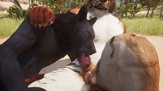 Wild Life / Gay Furry Porn Black Wolf with Tiger