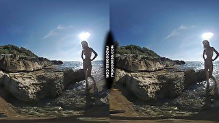 Sensual Sunbathing And Skinny Dipping On Vacation With Sexy Thin Blonde Poppy Jillin