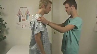 Young man has an oral appointment with male nurse