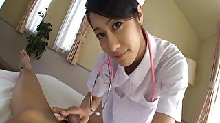 Lucky patient films beautiful Japanese nurse Kyoka giving him head