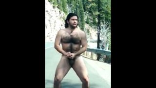 Hairy Bator Jerking Off by the Road