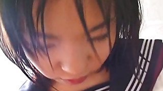 Submissive Asian coed Rino Sayaka gives steamy blowjob to horny stud in bath