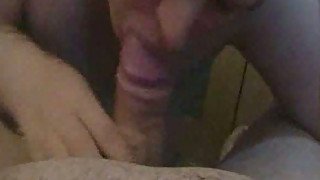 Cock voracious BBW wife blows me with joy on her face