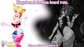 ASMR RolePlay  "Lewd Angel and Demon seduce you"  F4M  18+  Moans  Kissing  Ear licks.