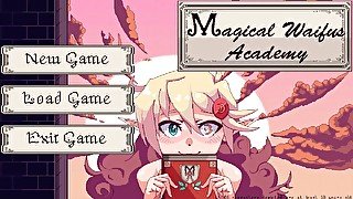 Magical Waifus Academy [Hentai game ] Ep.1 threesome with double titjob