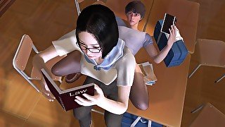 Asian Girl Studying on top of her friend : 3D Hentai