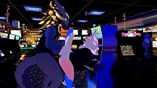 Female nardo gets pounded by massive wickerbeast in arcade