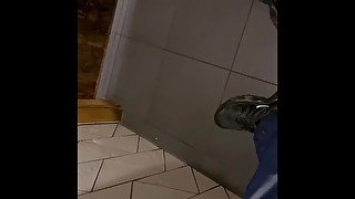 Public toilet wank in adidas calsurf trackies