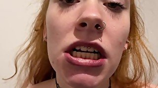 Redhead teen- mouth, drool, tongue close up & asmr