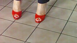 Red Mules In Kitchen